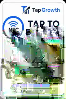 TapGrowth branded NFC landing page stand concept